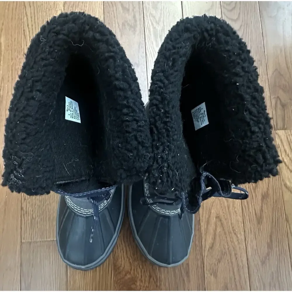 LL Bean Boots Insulated Snow Duck Waterproof Mens 8M Navy Blue Black Fleece‎